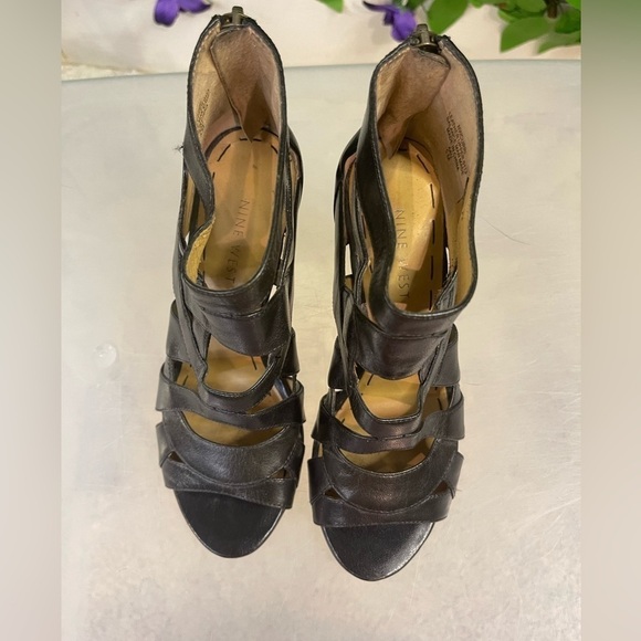 Nine West Black NWCurri Leather Healed Ankle Sandals Womens Size 5M Zip … - Picture 5 of 14
